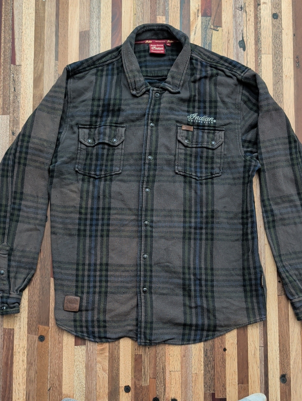 Men's Indian Motorcycle Plaid Button-Up